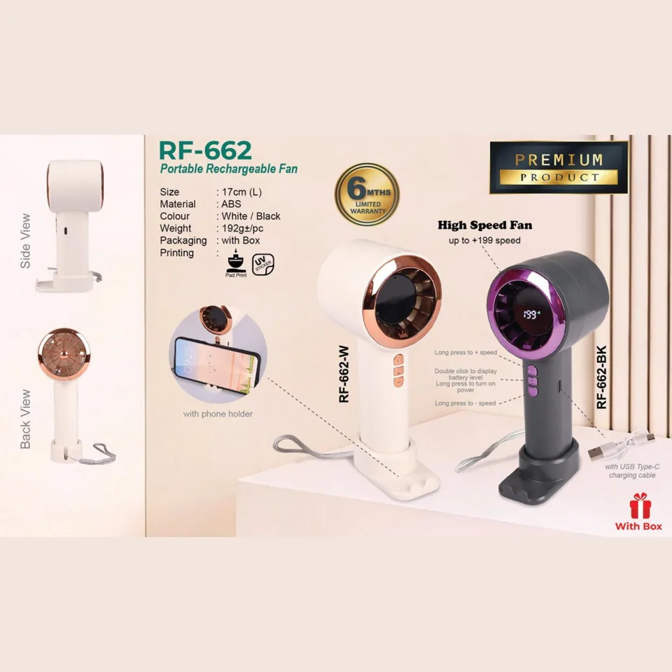 RF 662 Portable Rechargeable Fan