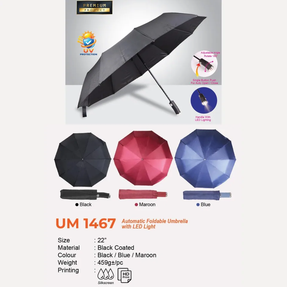 UM 1467 Automatic Foldable Umbrella with LED Light