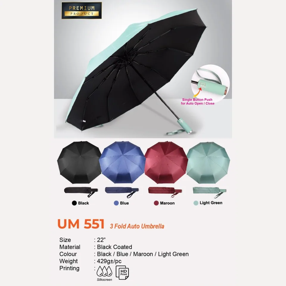 UM 551 3 Fold Auto Umbrella