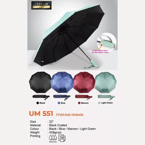 UM 551 3 Fold Auto Umbrella