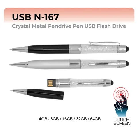USB N-167 Crystal Metal Pendrive Pen USB Flash Drive