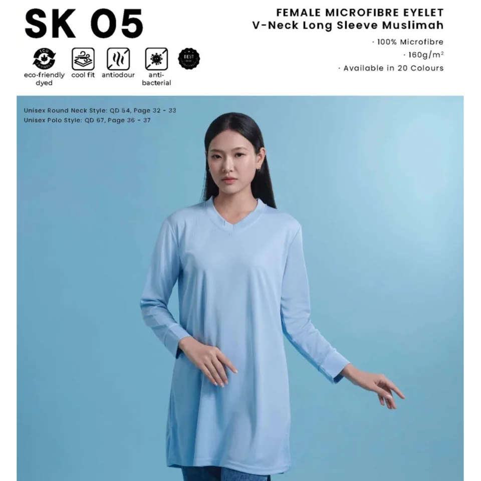SK 05 FEMALE MIROFIBRE EYELET V-Neck Long Sleeve Muslimah