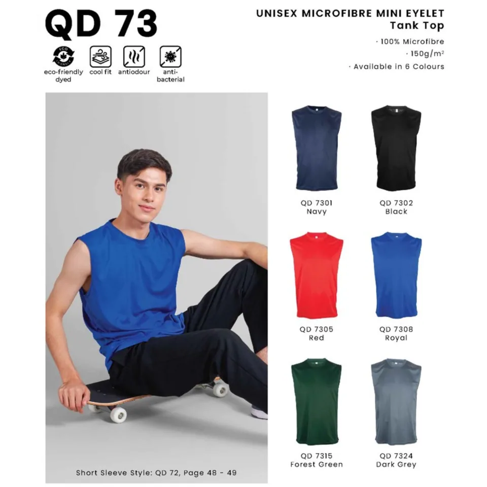 QD 73 UNISEX MICROFIBRE MINI EYELET Tank Top