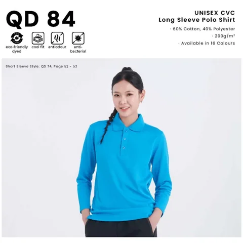 QD 84 UNISEX CVC Long Sleeve Polo Shirt