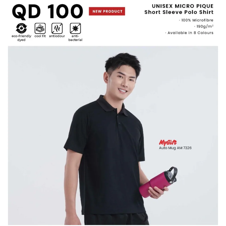 QD 100 UNISEX MICRO PIQUE Short Sleeve Polo Shirt