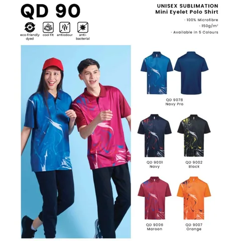 QD 90 UNISEX SUBLIMATION Mini Eyelet Polo Shirt