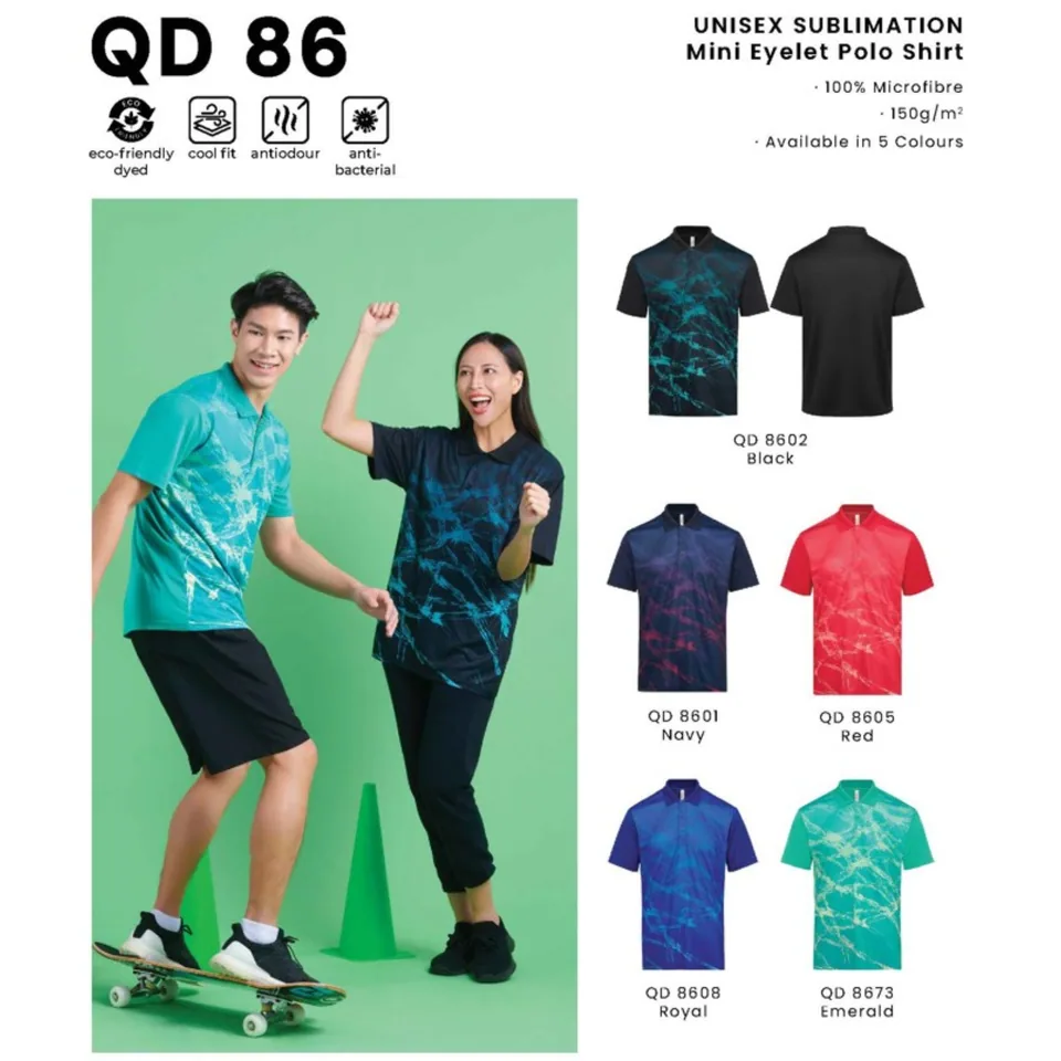 QD 86 UNISEX SUBLIMATION Mini Eyelet Polo Shirt