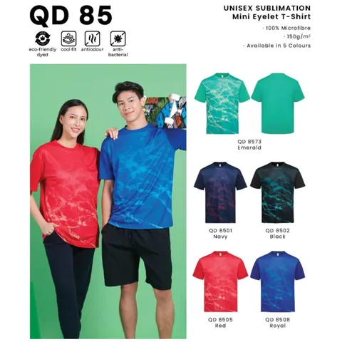 QD 85 UNISEX SUBLIMATION Mini Eyelet T-Shirt