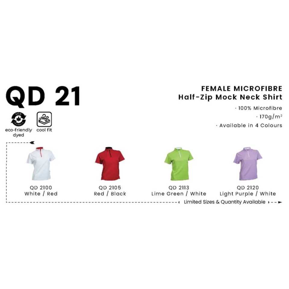 QD 21 FEMALE MIROFIBRE Half-Zip Mock Neck Shirt