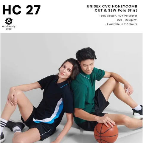 HC 27 UNISEX CVC HONEYCOMB CUT & SEW Polo Shirt