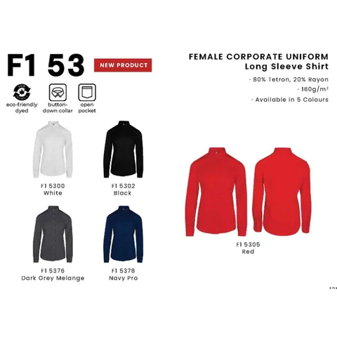 F1 53 FEMALE CORPORATE UNIFORM Long Sleeve Shirt