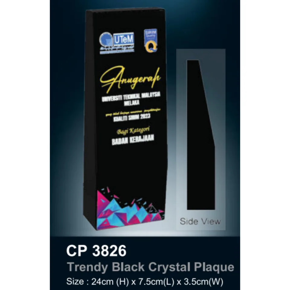 Trendy Black Crystal Plaque
