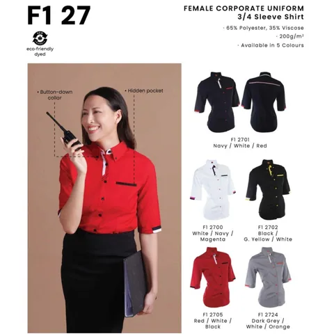 F1 27 FEMALE CORPORATE UNIFORM 3/4 Sleeve Shirt