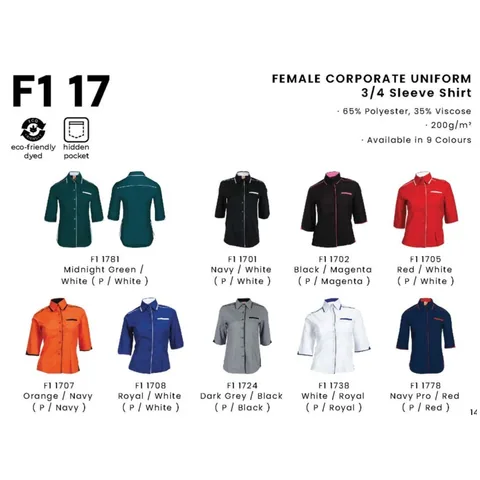 F1 17 FEMALE CORPORATE UNIFORM 3/4 Sleeve Shirt