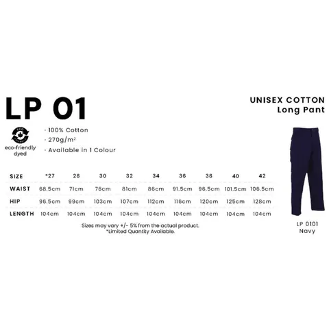 LP 01 UNISEX COTTON Long Pant