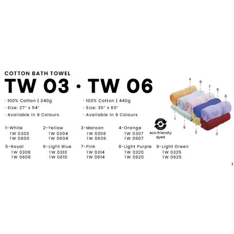 TW 03, 06 COTTON BATH TOWEL
