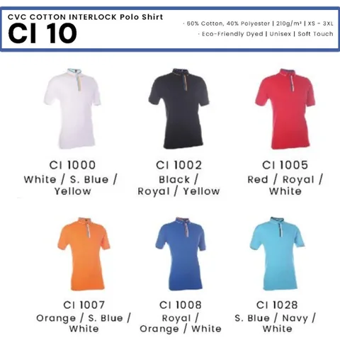 CI 10 CVC COTTON INTERLOCK Polo Shirt