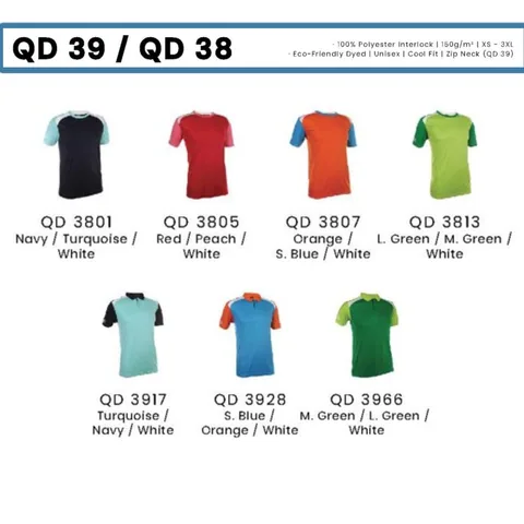 QD 39 / QD 38 Unisex Zip Neck