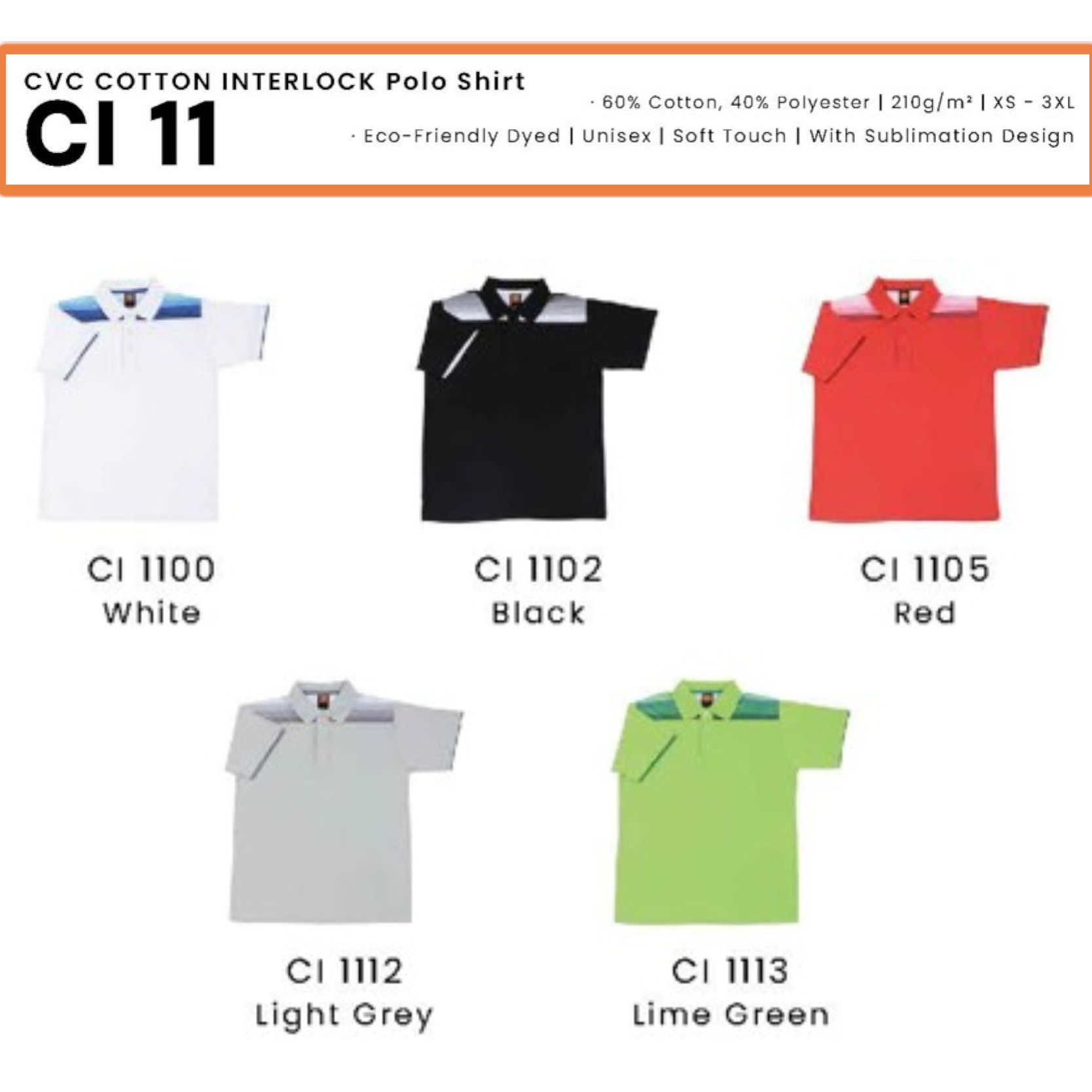 CI 11 CVC COTTON INTERLOCK Polo Shirt