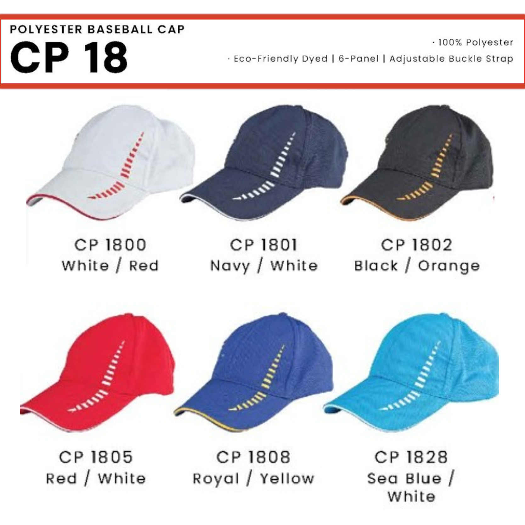 CP 18 POLYESTER BASEBALL CAP