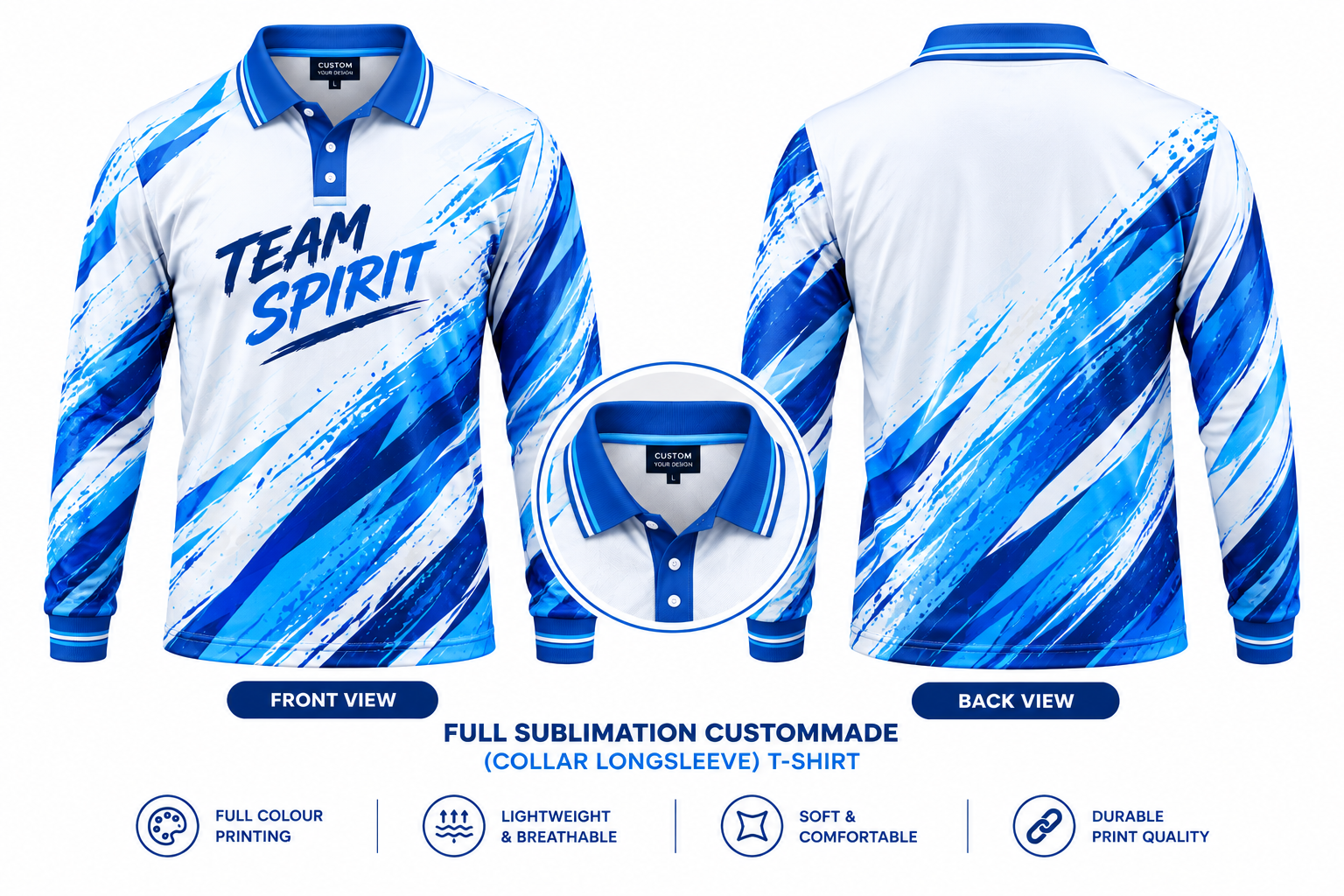 Full Sublimation Custommade (Collar Longsleeve) T-Shirt