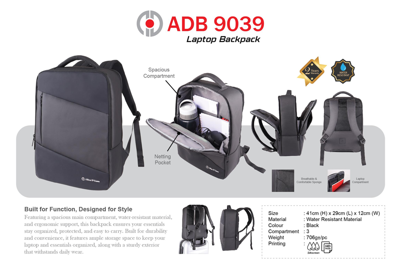 ADB 9039 Laptop Backpack