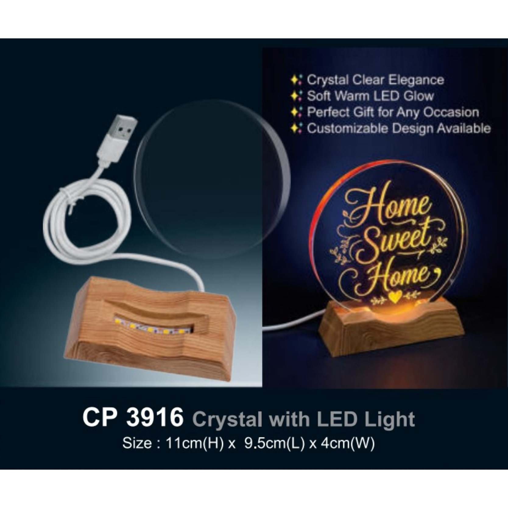 Crystal with LED Light