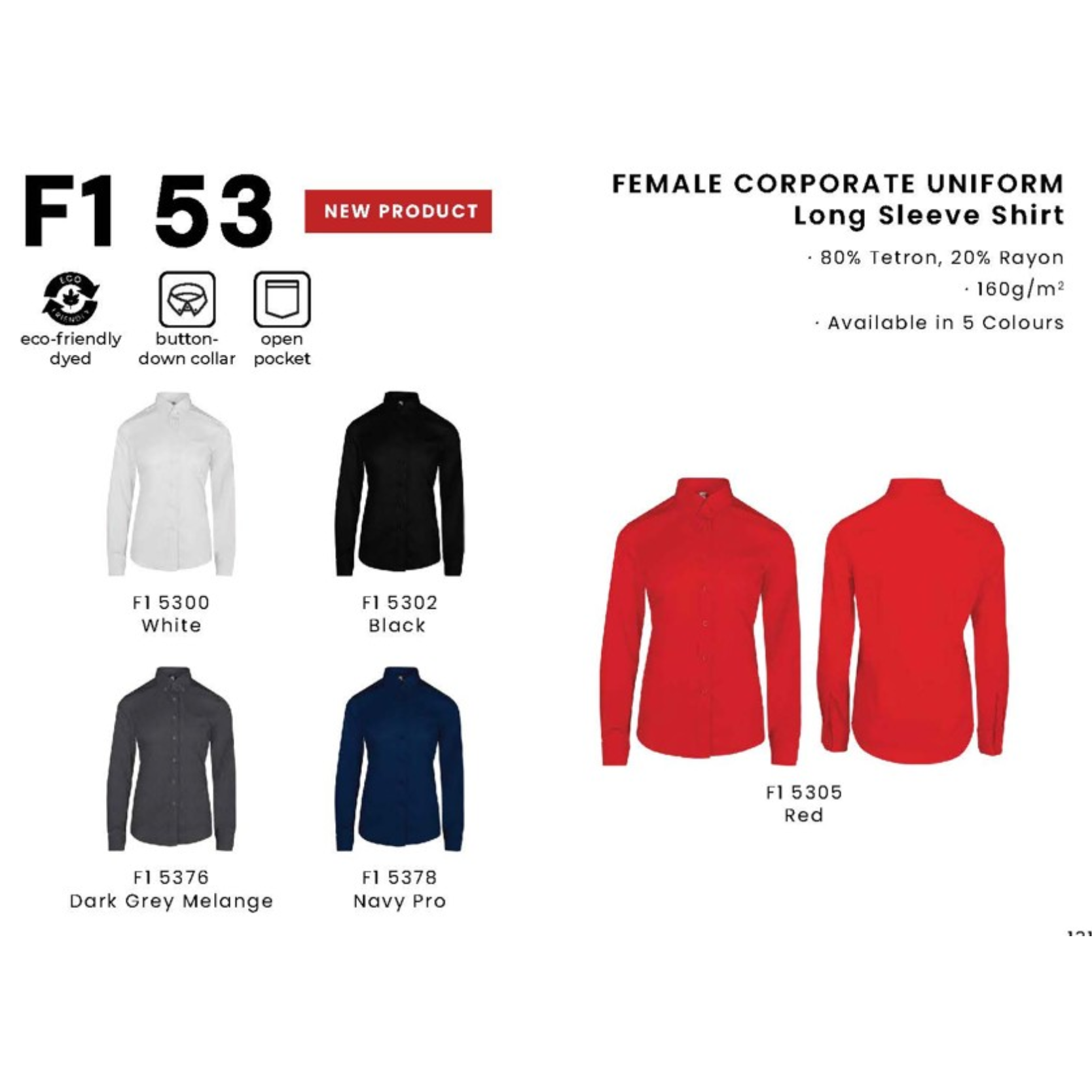 F1 53 FEMALE CORPORATE UNIFORM Long Sleeve Shirt