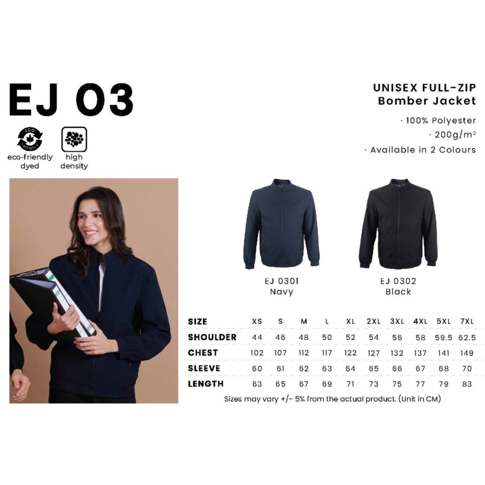 EJ 03 UNISEX FULL-ZIP Bomber Jacket