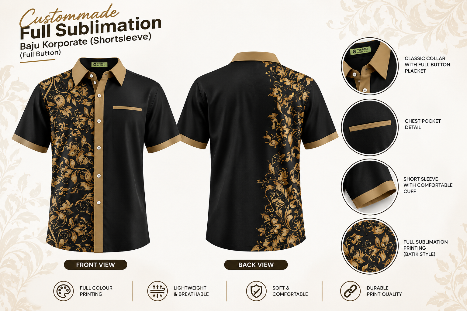 Custommade Full Sublimation Baju Korporate (Shortsleeve)