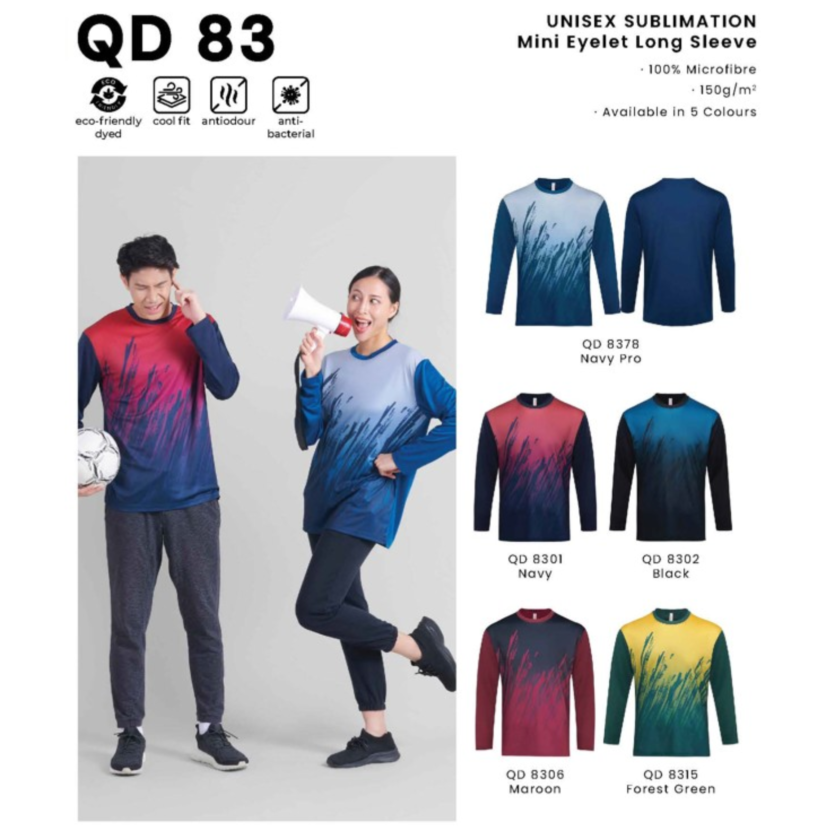 QD 83 UNISEX SUBLIMATION Mini Eyelet Long Sleeve