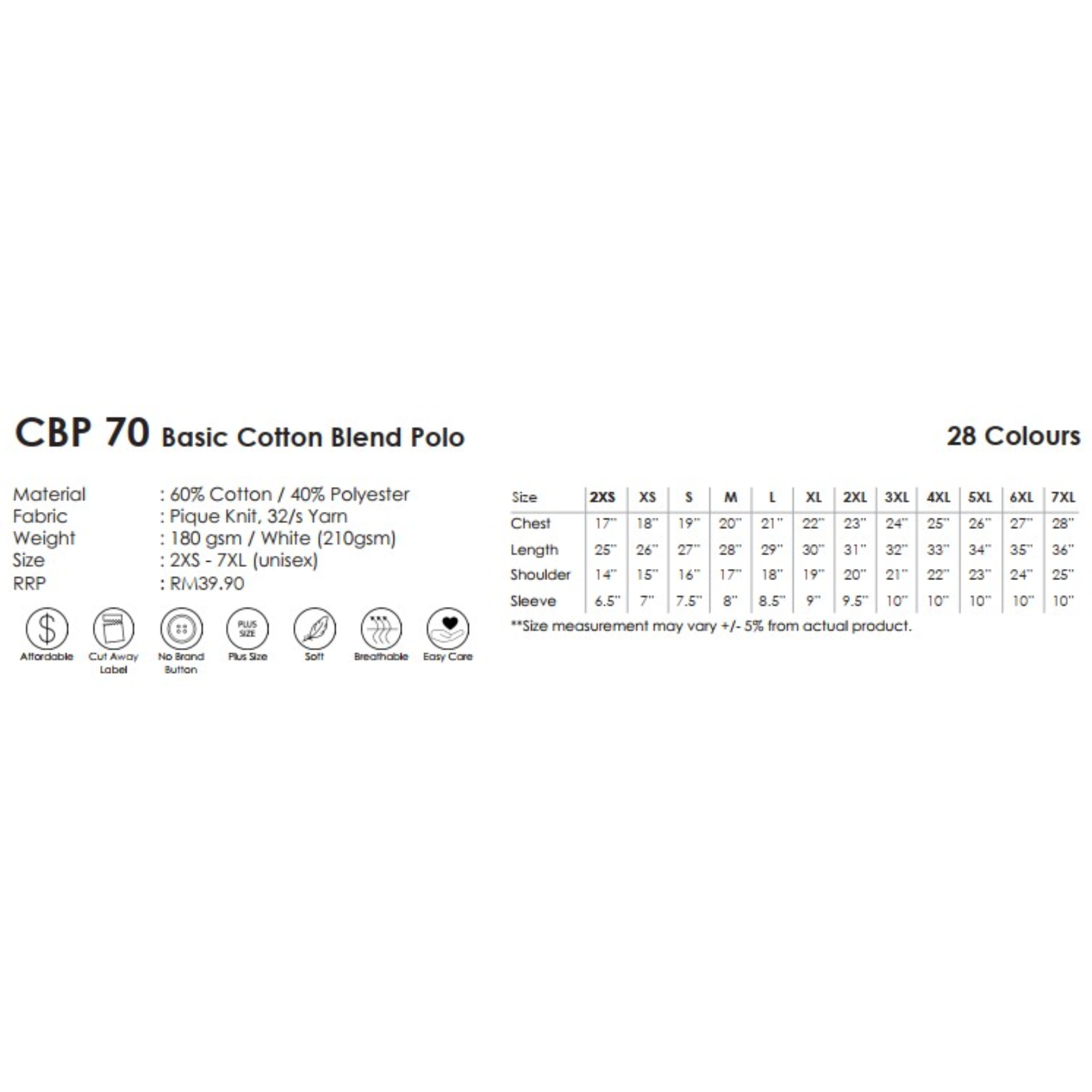 CB 70 Basic Cotton Blend Polo