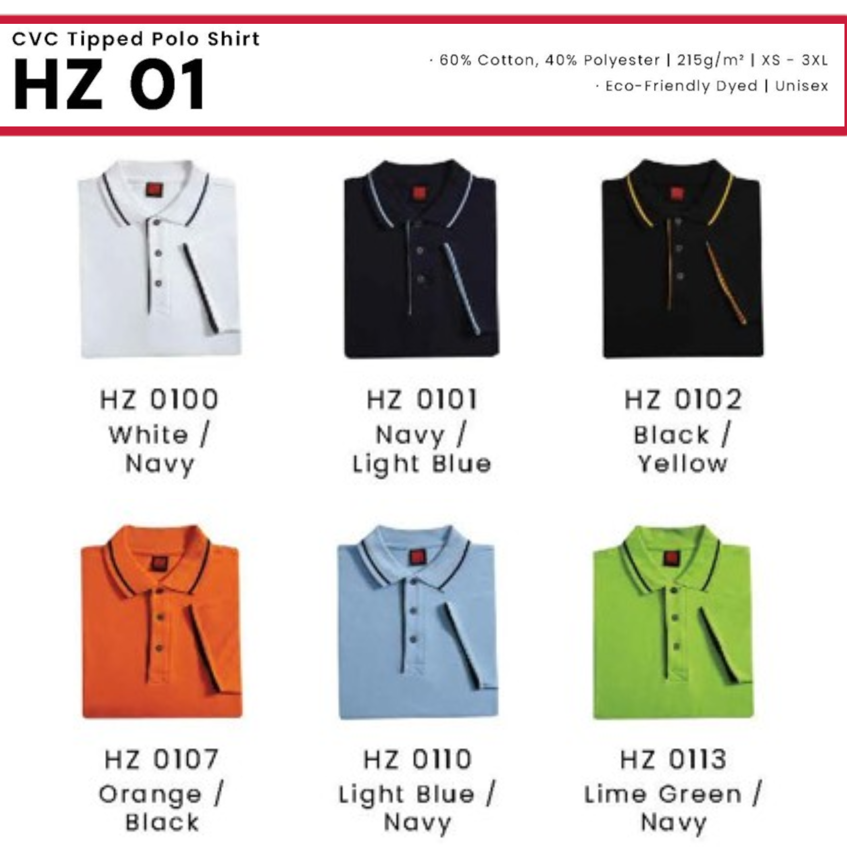 HZ 01 CVC Tipped Polo Shirt