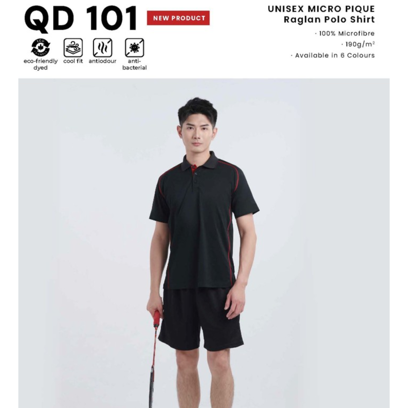 QD 101 UNISEX MICRO PIQUE Raglan Polo Shirt