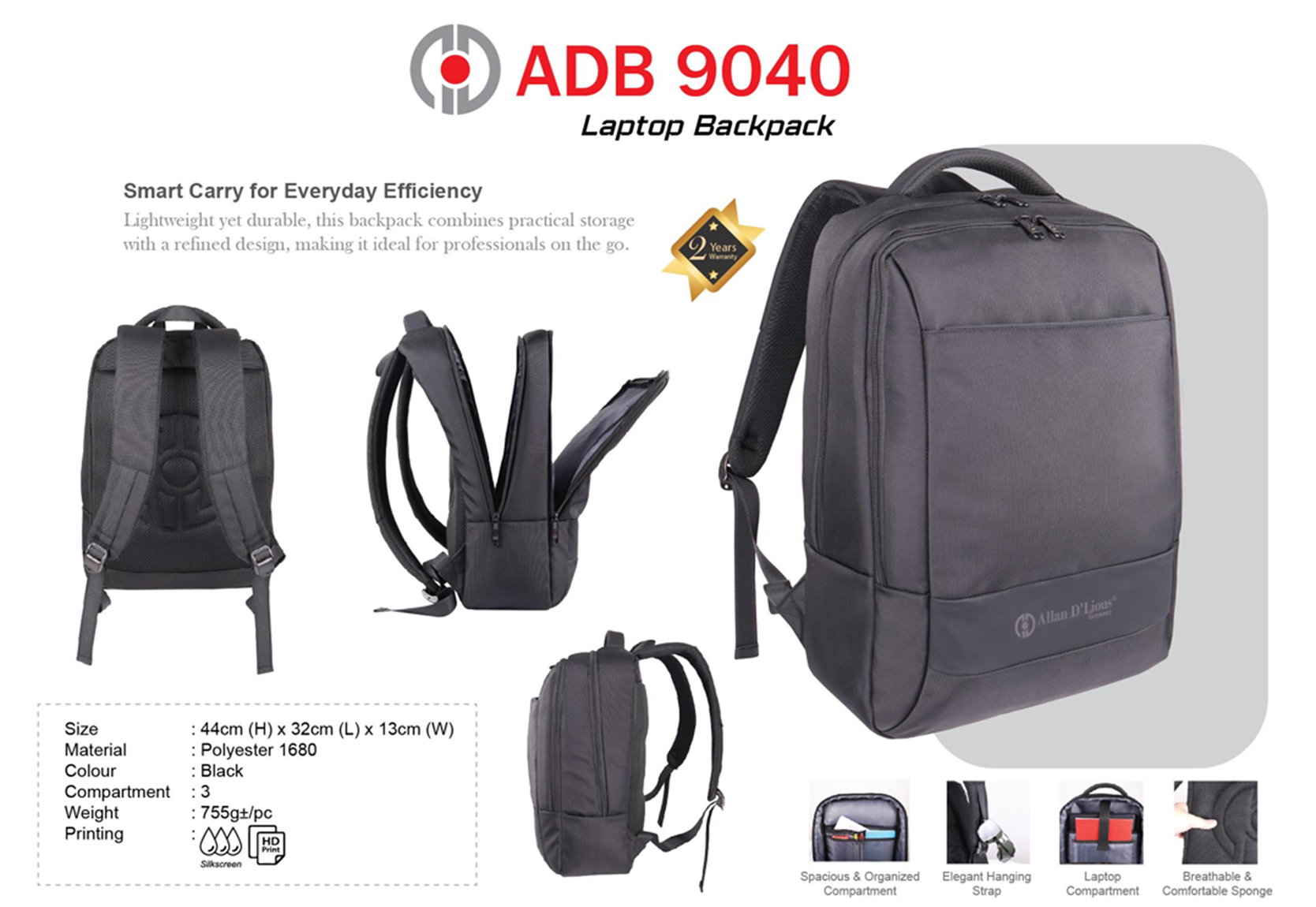 ADB 9040 Laptop Backpack