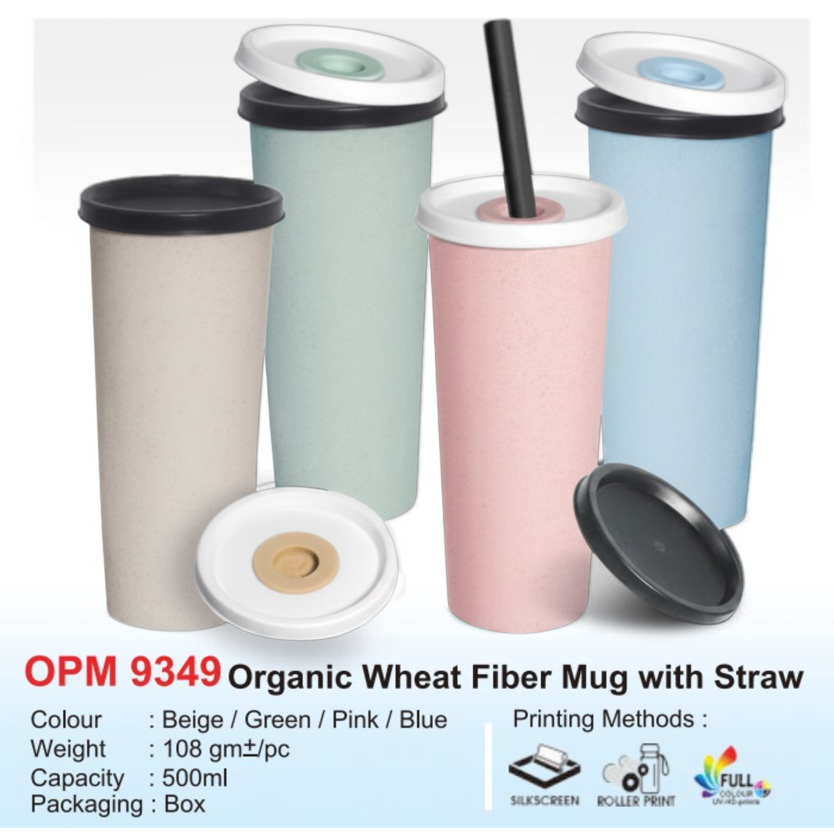 OPM 9349 Organic Wheat Fiber Mug with Straw