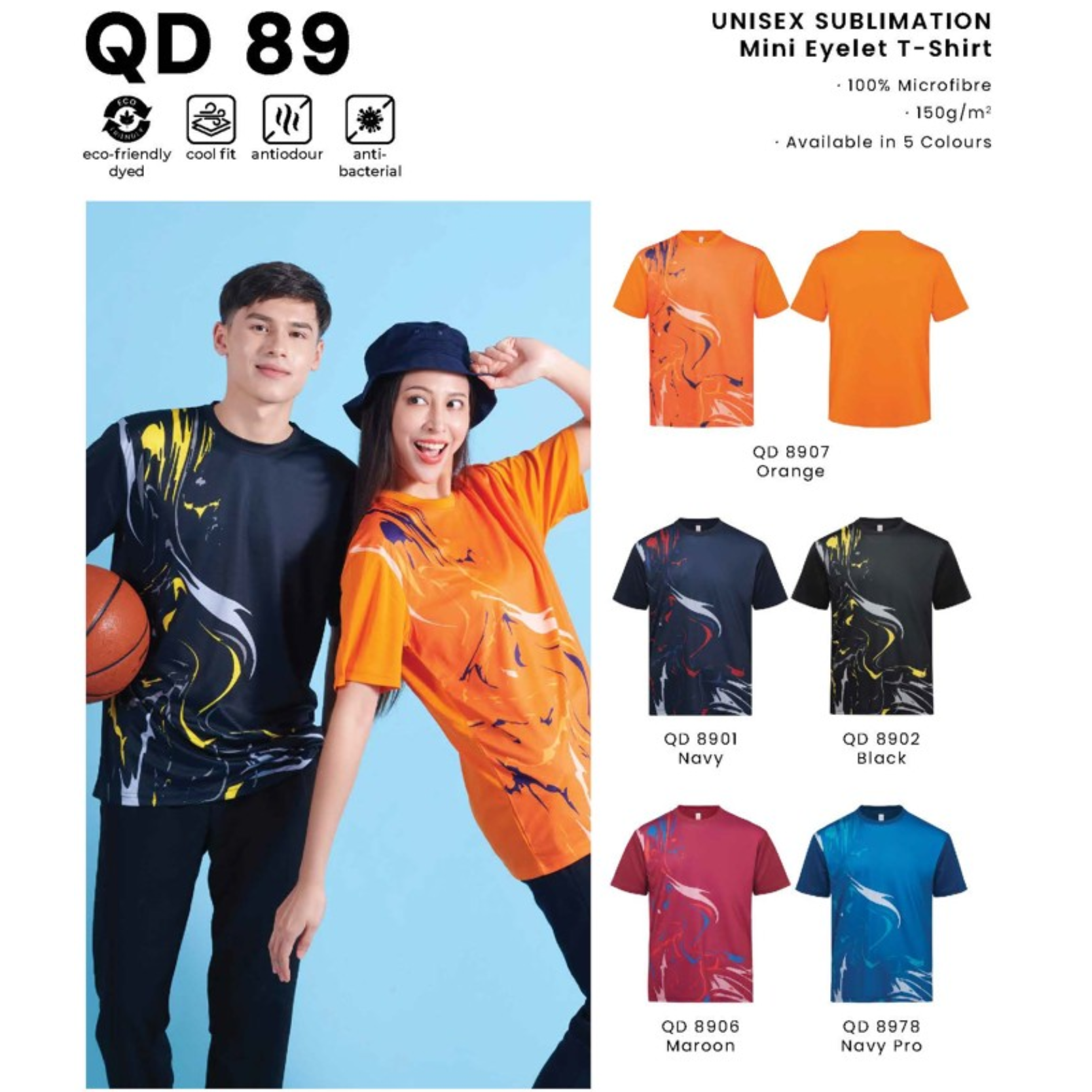 QD 89 UNISEX SUBLIMATION Mini Eyelet T-Shirt