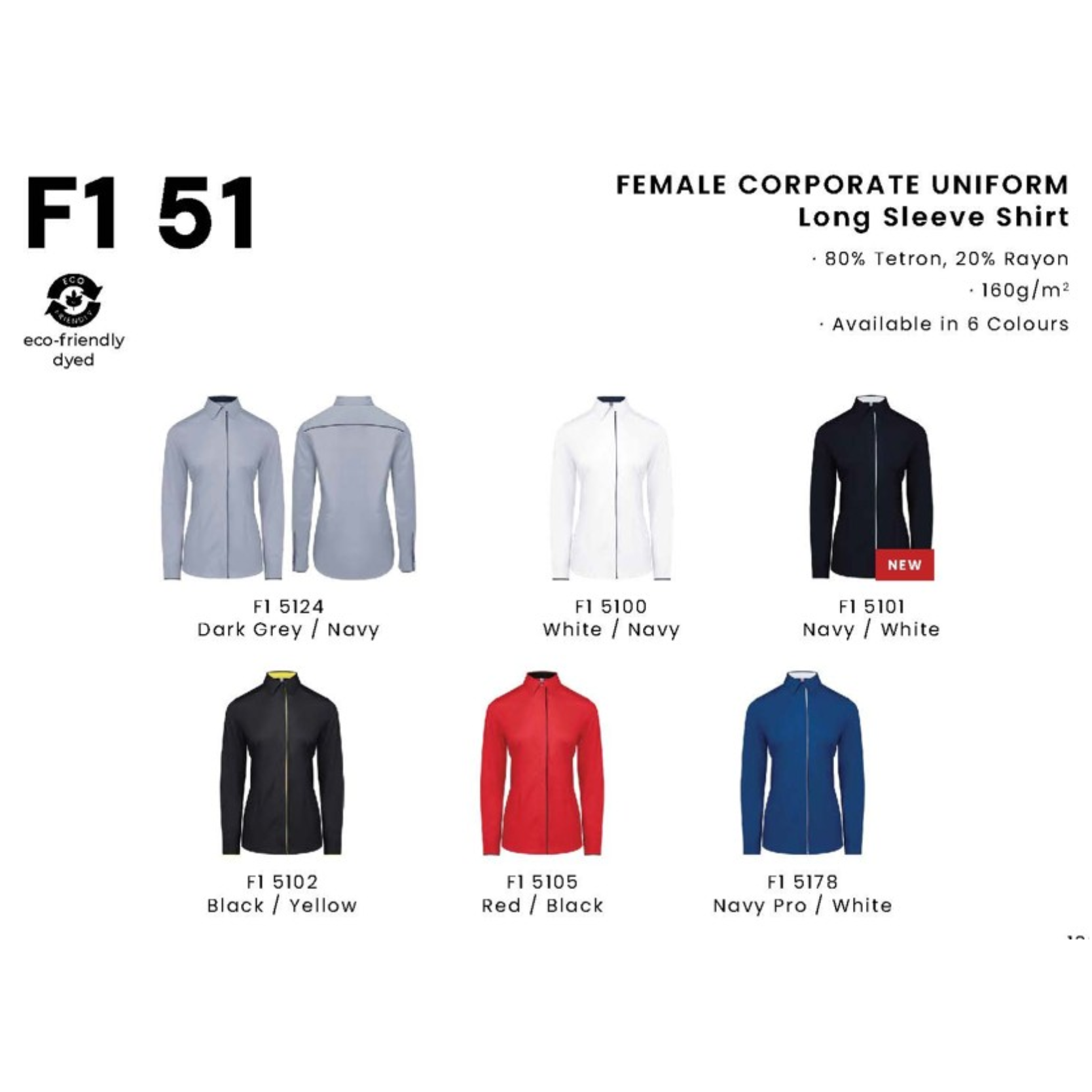 F1 51 FEMALE CORPORATE UNIFORM Long Sleeve Shirt