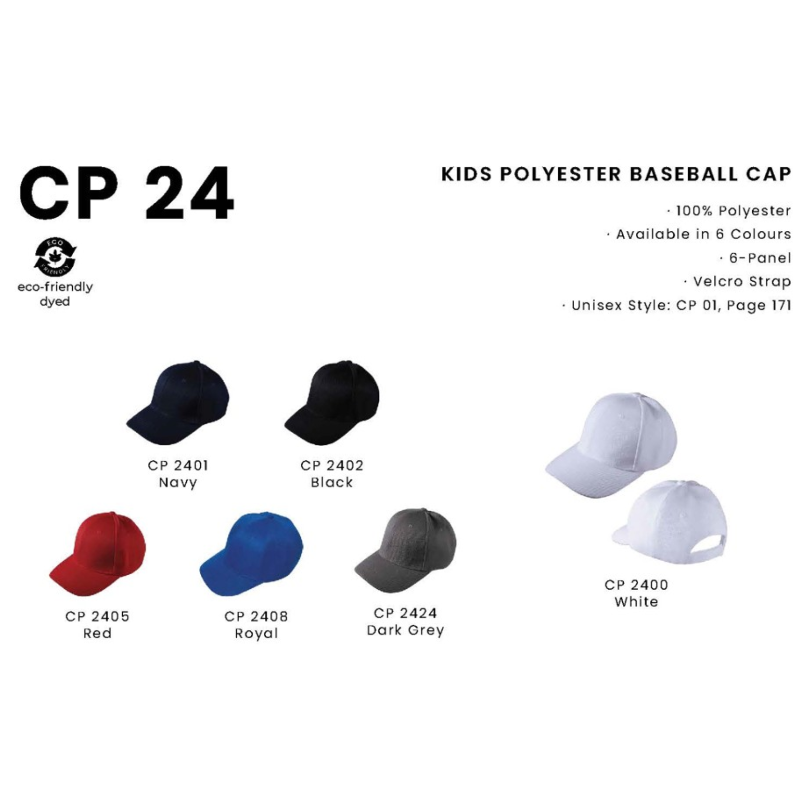 CP 24 KIDS POLYESTER BASEBALL CAP