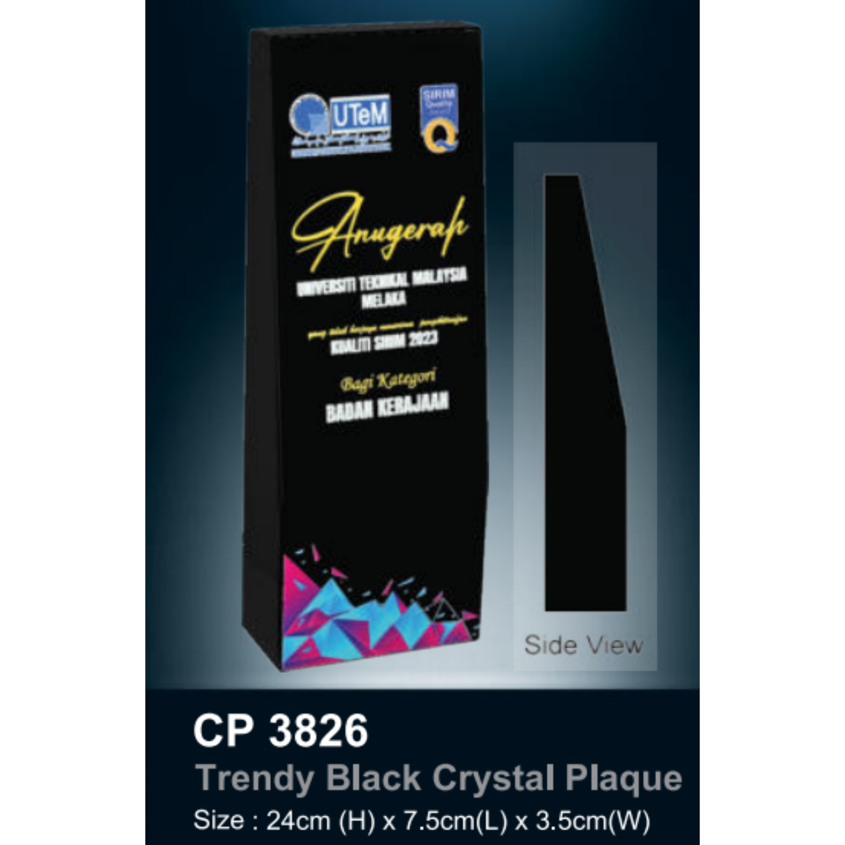 Trendy Black Crystal Plaque