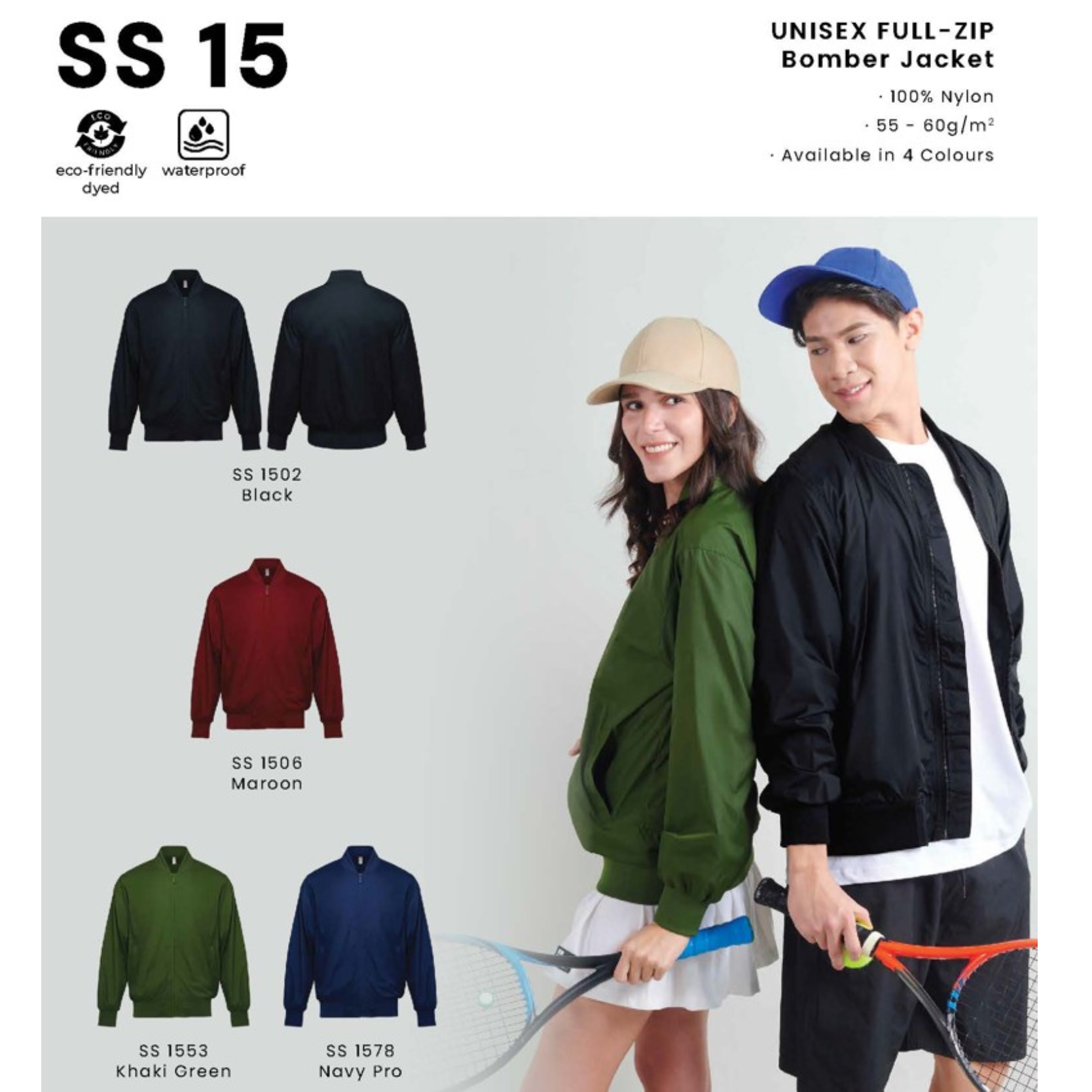 SS 15 UNISEX FULL-ZIP Bomber Jacket