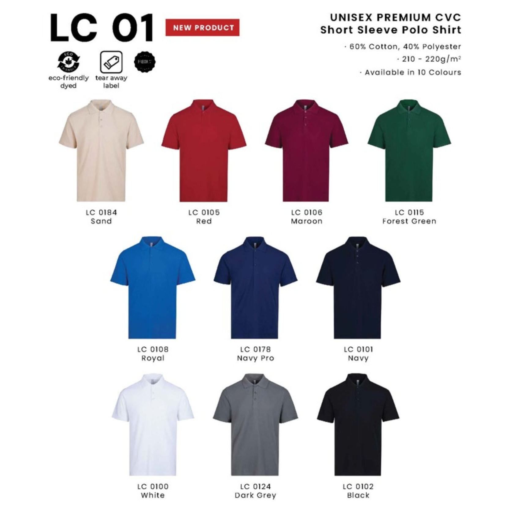 LC 01 UNISEX PREMIUM Short Sleeve Polo Shirt