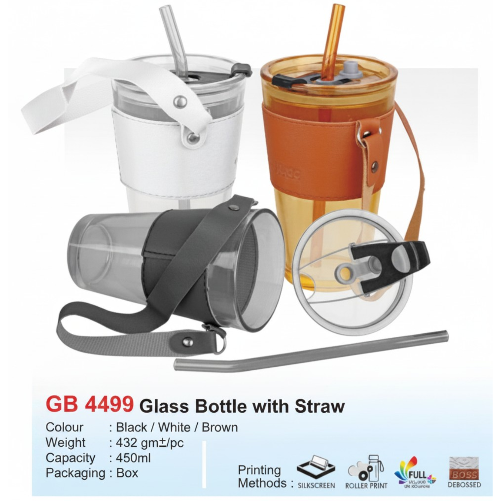 GB 4499 Glass Bottle with Straw