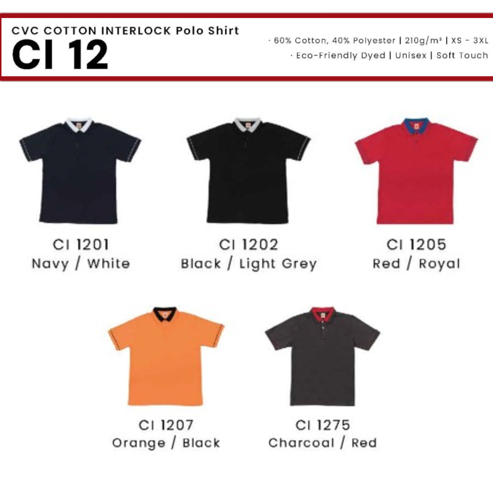 CI 12 CVC COTTON INTERLOCK Polo Shirt