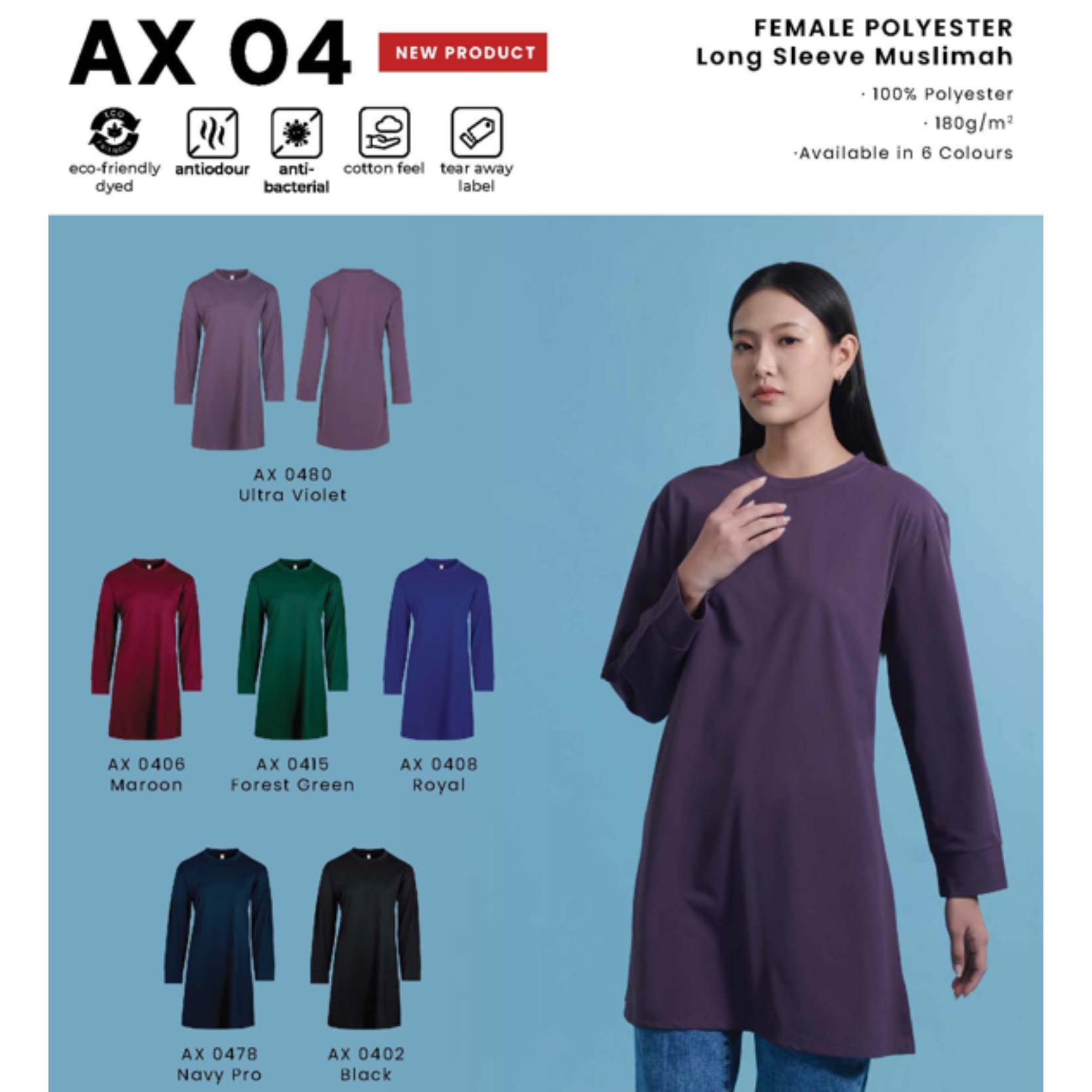 AX 04 FEMALE POLYESTER Long Sleeve Muslimah