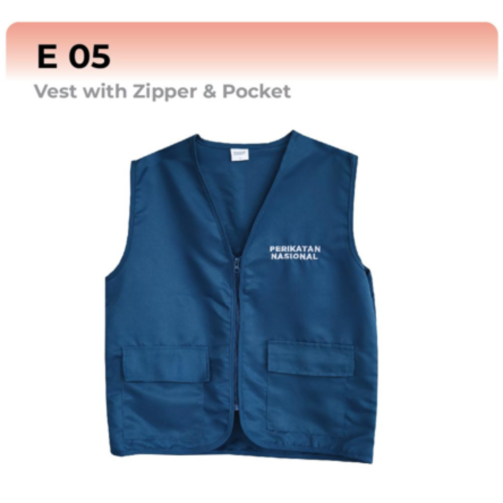 E 05 Vest with Zipper & Pocket