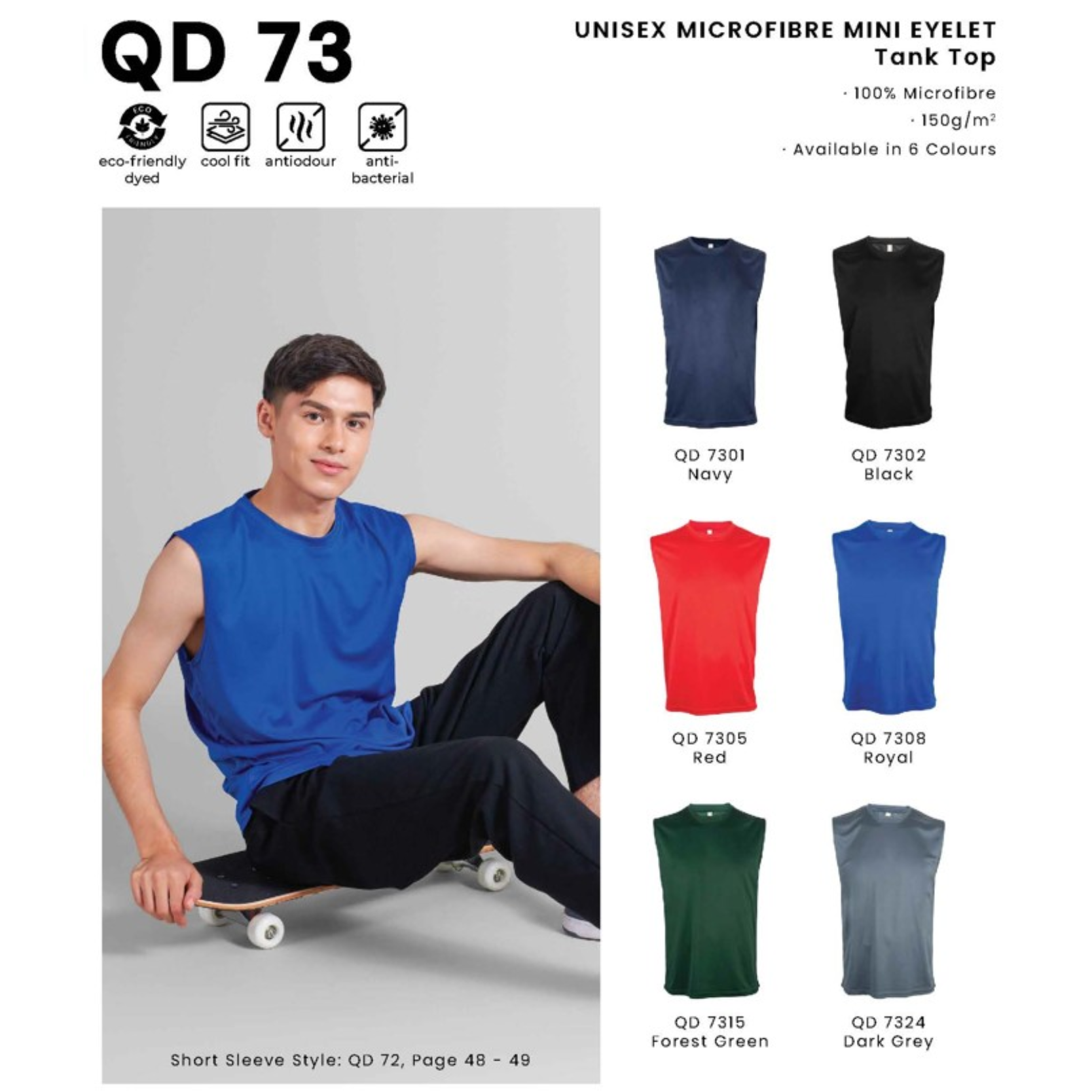 QD 73 UNISEX MICROFIBRE MINI EYELET Tank Top