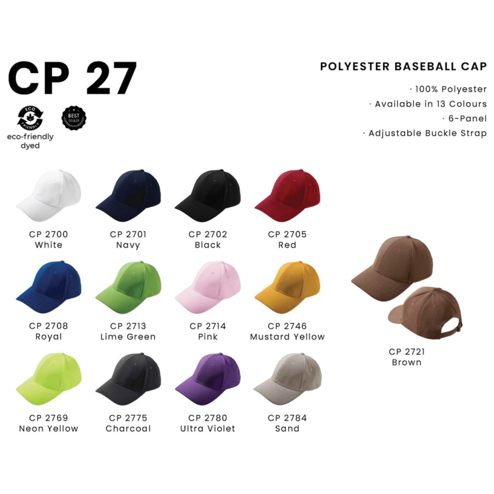 CP 27 POLYESTER BASEBALL CAP