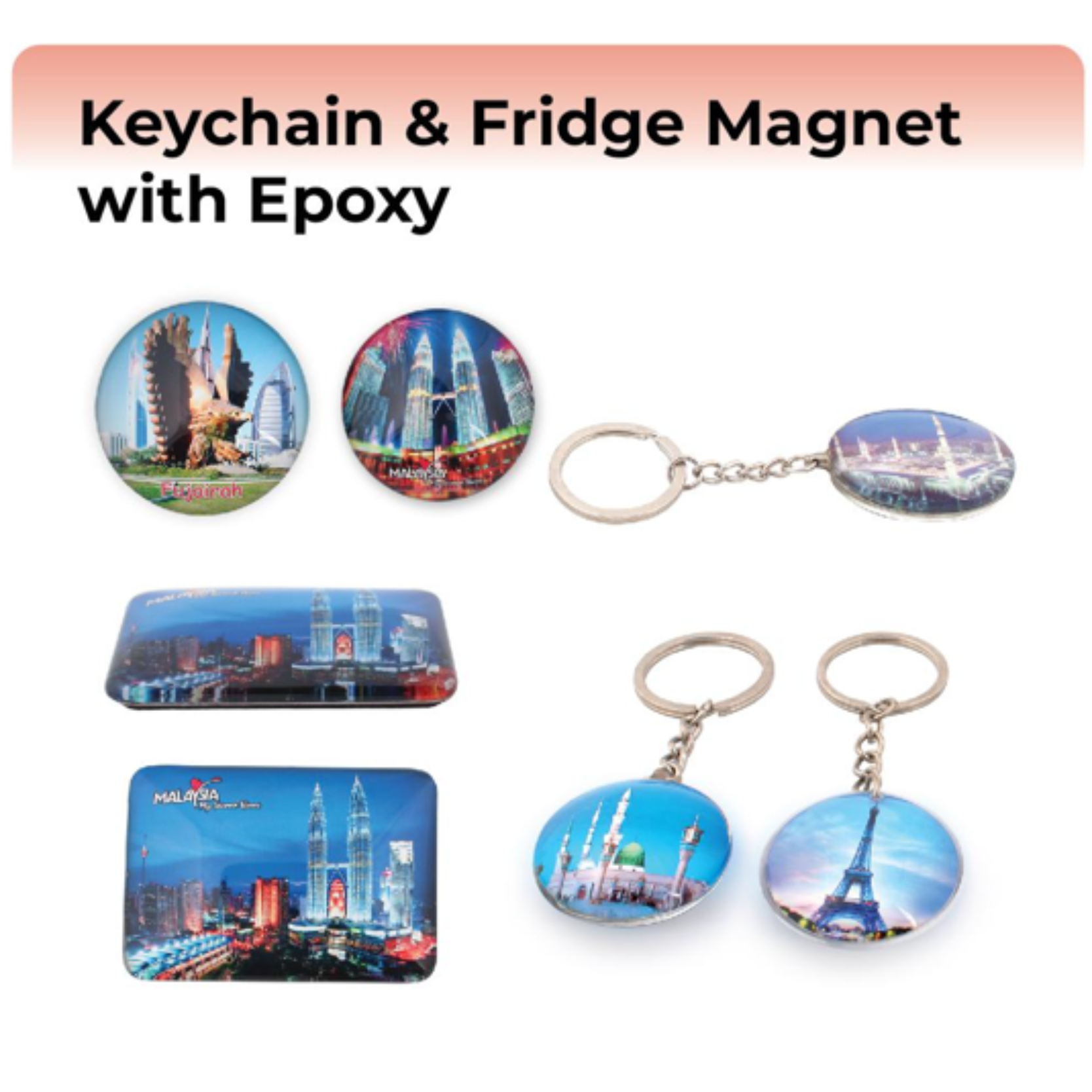 Keychain & Fridge Magnet with Epoxy