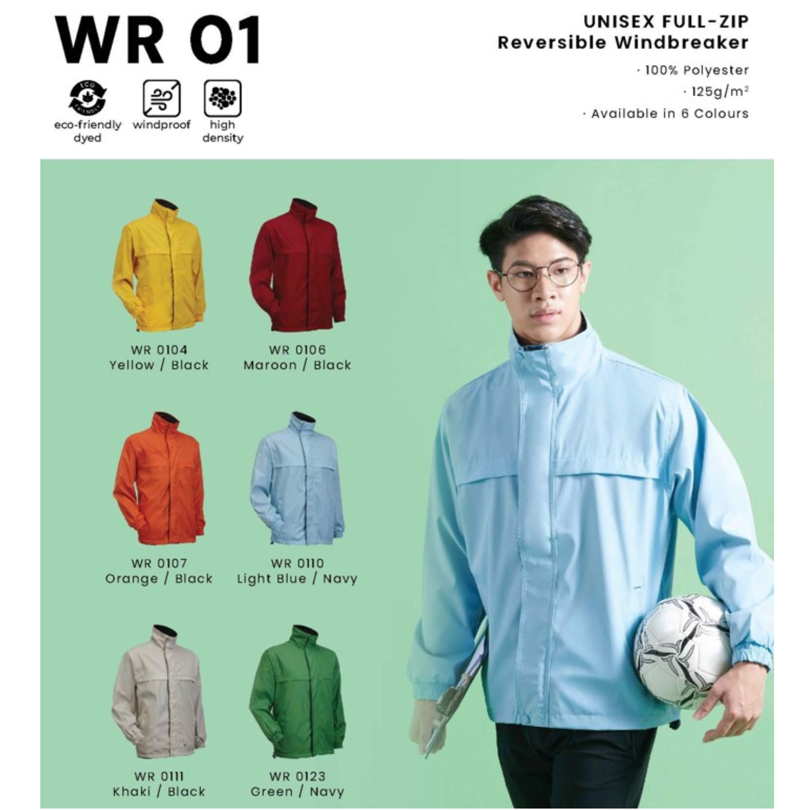WR 01 UNISEX FULL-ZIP Reversible Winbreaker
